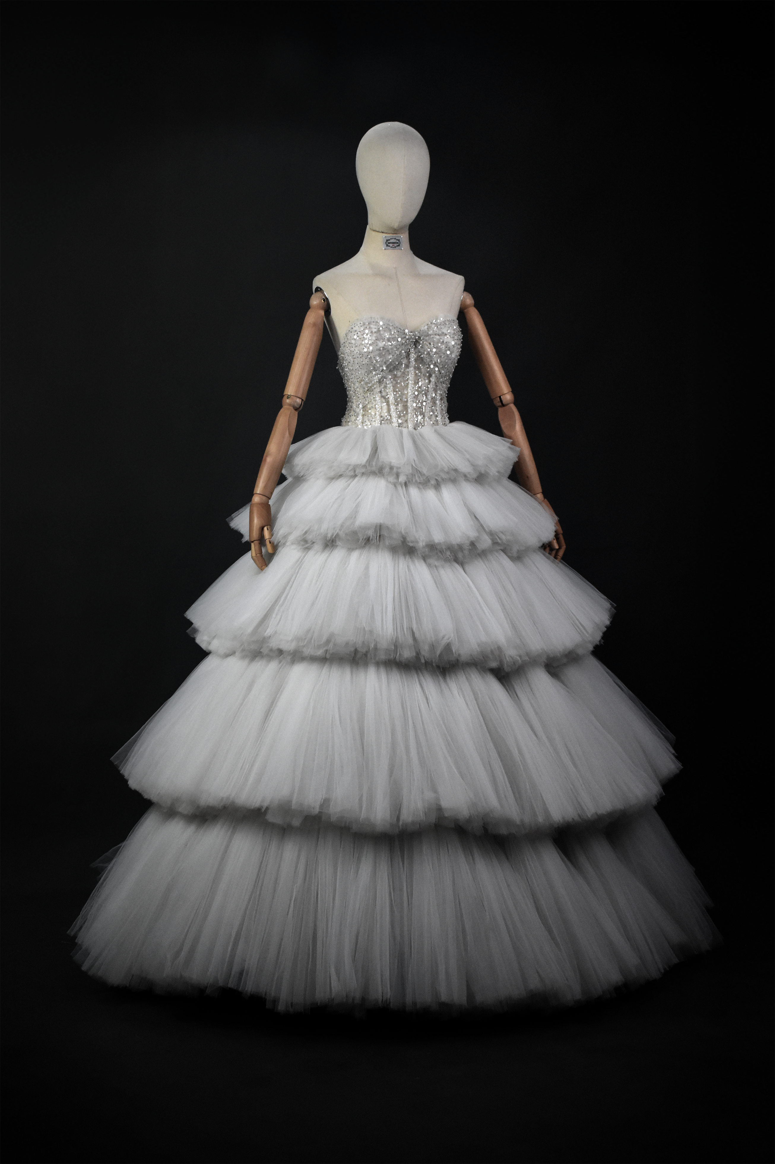 2404006 - OFF WHITE BEADED LAYERED TULLE